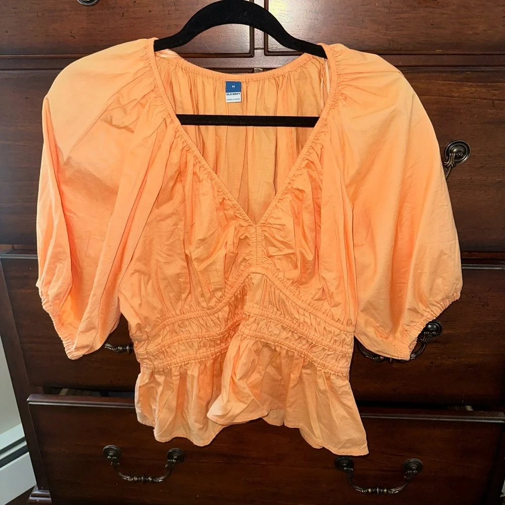 Old Navy Smocked V-Neck Peplum Top